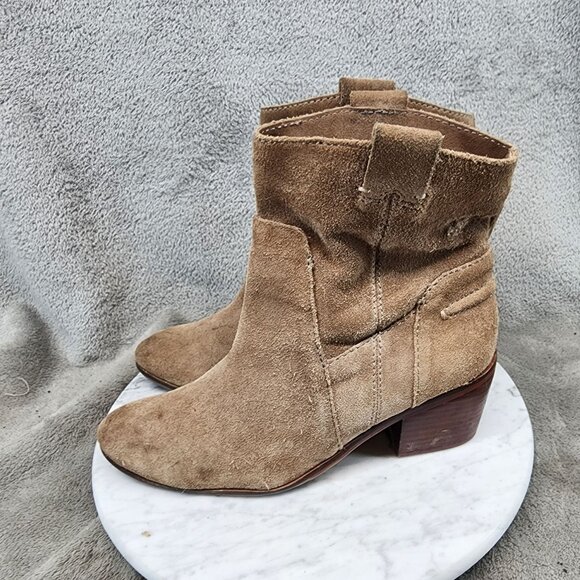 Vince Camuto Shoes Womens Size 8 Maves Brown Suede Block Heel Ankle Boots *GUC* - Picture 1 of 14